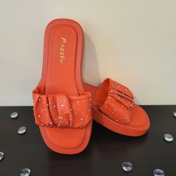 Pazzle Orange Bling Sandals - Picture 1 of 4